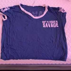 Blue and white savage shirt